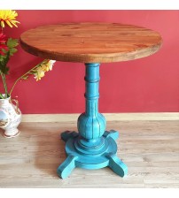 Masifart Lugano Fiskos Sehpa Tornalı Ayak Yan Sehpa Mavi Eskitme